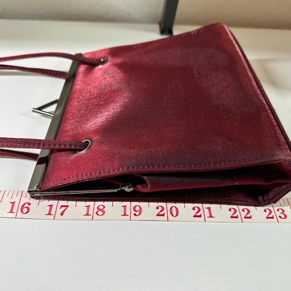 Lord & Taylor Burgundy Opalescent Satin Shoulder Bag EUC - Picture 6 of 6